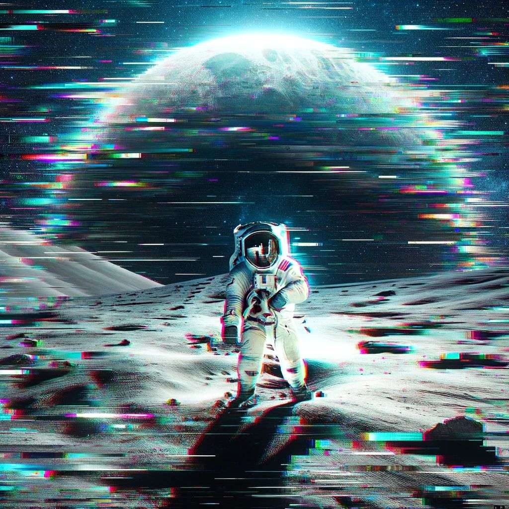 an astronaut, pixel sorting glitch art